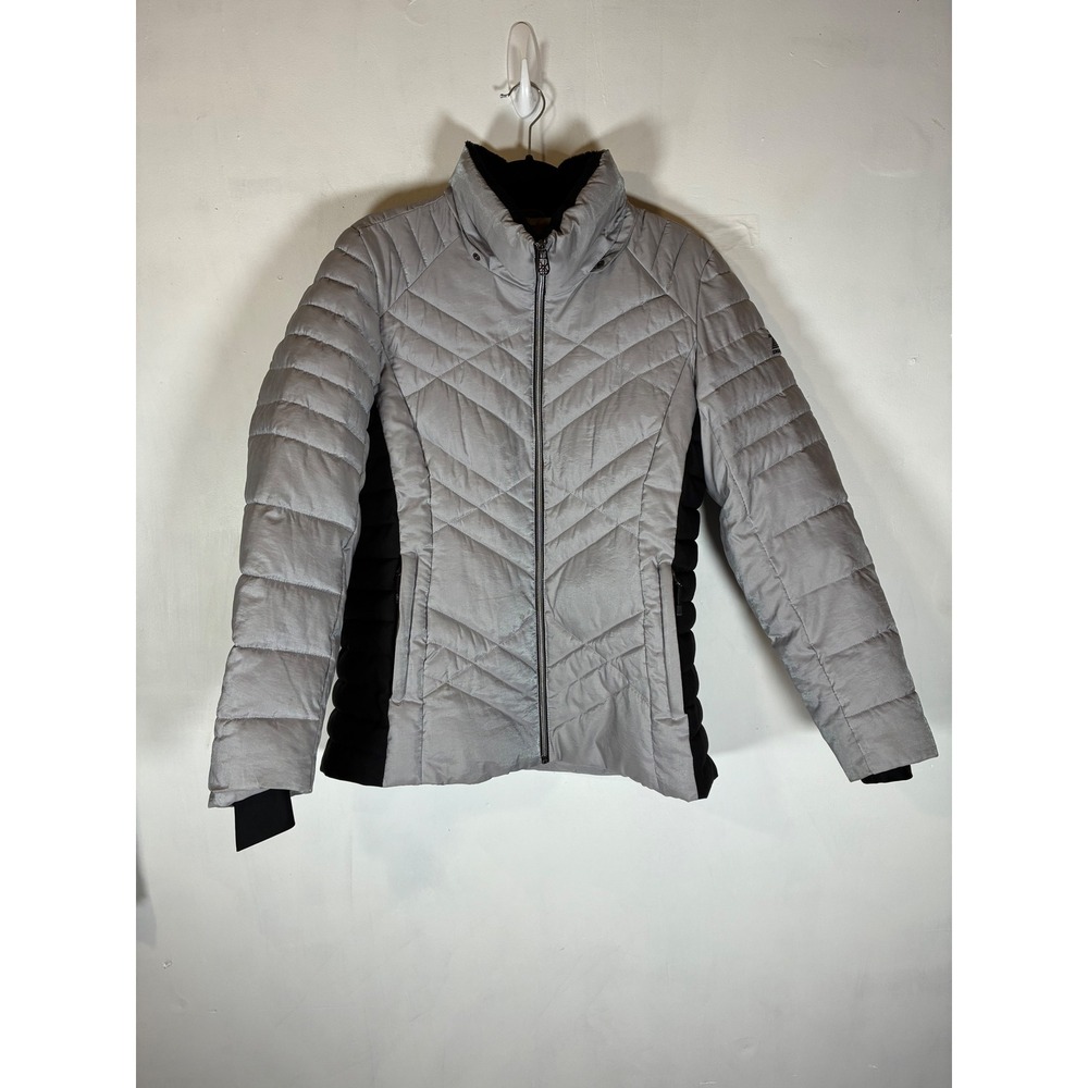 ZeroXposur Black Label Women L Silver Quilted Puffer Winter Jacket Mssing Hood
